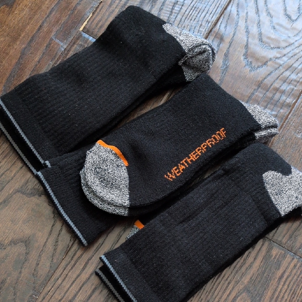 WEATHERPROOF VINTAGE I NWT 3 Pack of Black & Grey Wool Blend Outdoor Crew Socks